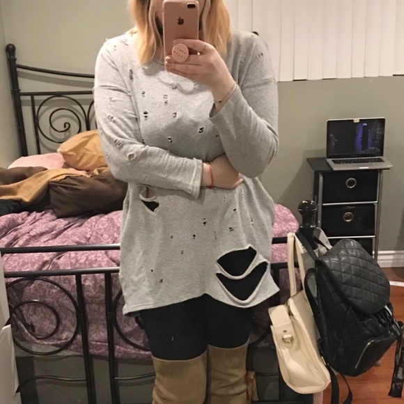 plus size distressed sweater dress